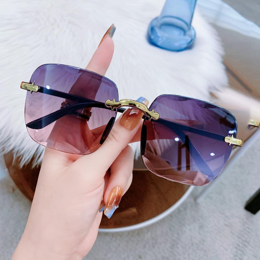 

1/3pcs Square Rimless Sunglasses Women Sunglasses Fashion Colorful Casual For Men UV400 Shades Oculos світло-фіолетового кольору