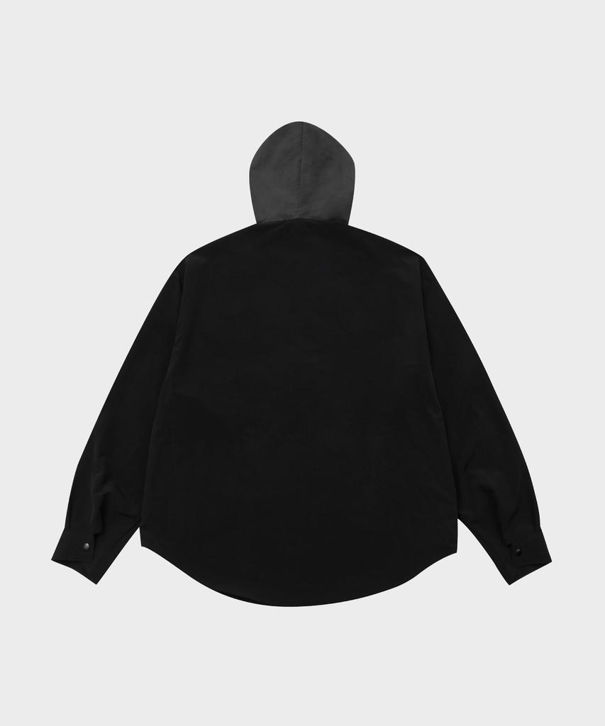 SLOW RECORD HOUSE Nylon Hoodie_Black