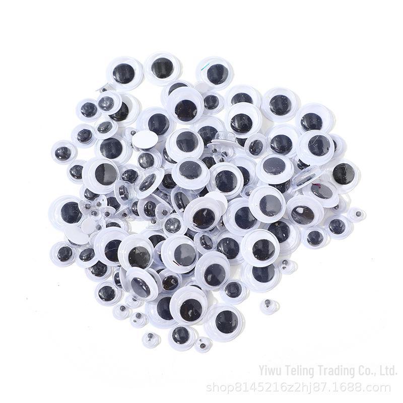 Pre-made DIY Toy Animal Accessories: Adhesive Black and White Moving Eyes for Kids