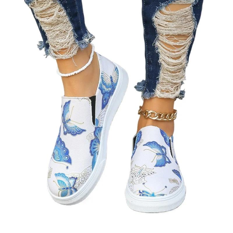 Fashion 2024 High Quality Ladies Shoes Plus Size Women's Flats Fashion Printing Casual Flat Shoes New Round Toe Flat Low Heels Zapatos