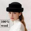 Autumn Winter  New Japanese Style Retro Wool Fedoras Women'S French Elegant Rolled Edge Beret Hat Wedding Church Pillbox Hat