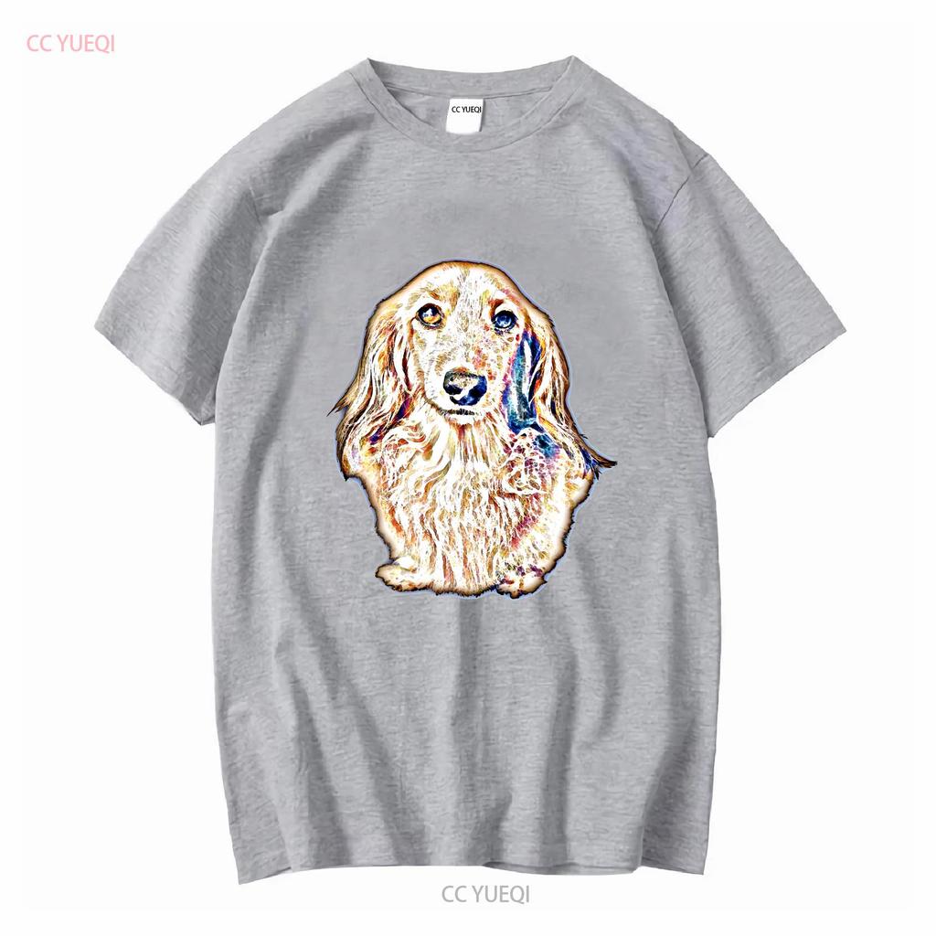 NEW LIMITED Long Hair Dachshund Cute Doxie Wiener Dog Lover T Shirt vintage Washed homme streetwear Casual Stylish Soft