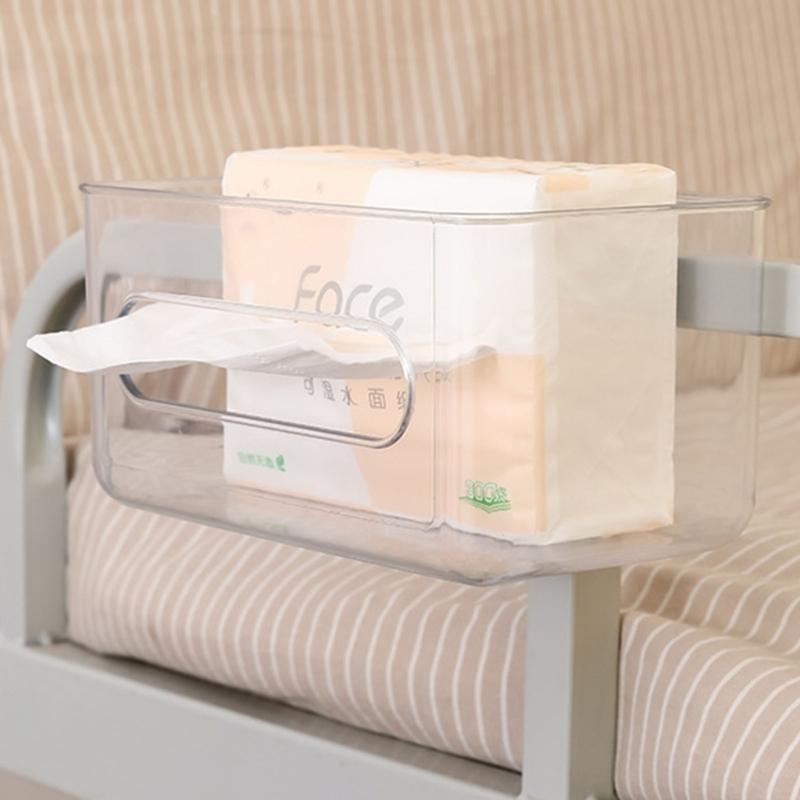 Acrylic Wall-mounted Tissue Box Punch-free Bathroom Toilet Face Towel Roll Paper Multi-functional Storage Roll Holder