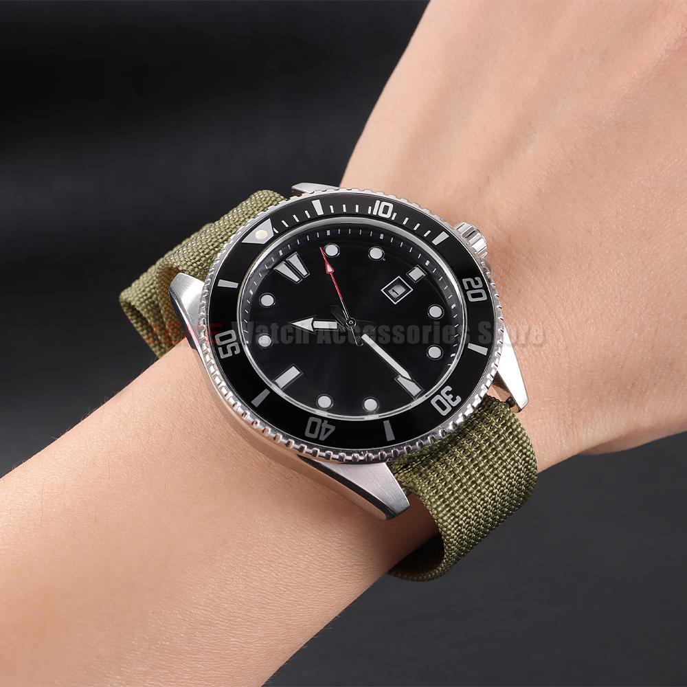 Premium Ribbed Watch Band Nylon 20mm 22mm Watch Strap for Omega Military Sports Watchband ArmyGreen Black Blue Wristband for Men