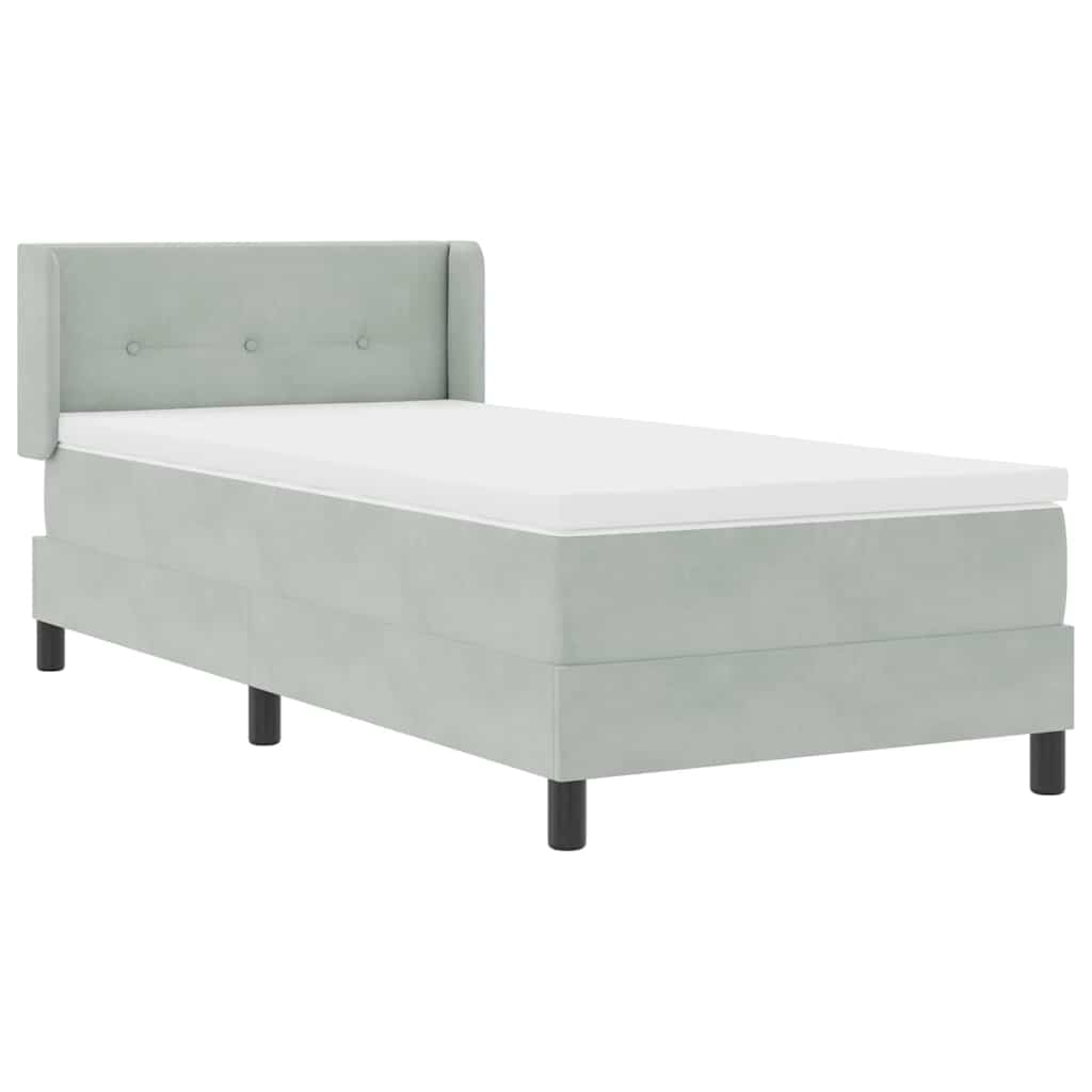 Box Spring Bed with Headboard Light Gray 200 X 80 Cm Velvet