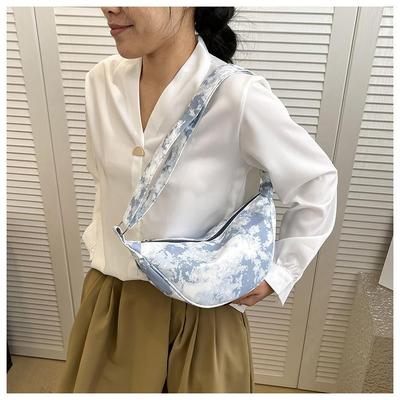Borsa a tracolla con cerniera Tie Dye da donna, modello Dumpling Bun, in tela per il tempo libero, con tracolla regolabile e grande capacità, per il petto