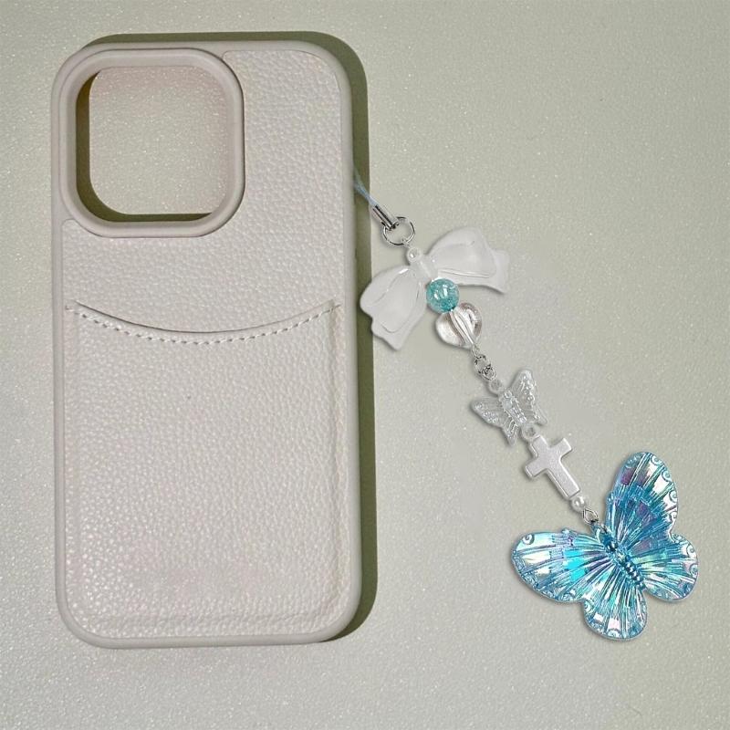 Elegant Butterfly Phone Lanyard Multipurpose Phone Charm Ornament Acrylic Pendant Mobile Accessory for Women Daily Use
