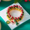 3Pcs Christmas Bracelet Set For Women Colorful Beaded Santa Claus Xmas Tree Snowflake Snowman Pendant Bracelets Festival Gifts