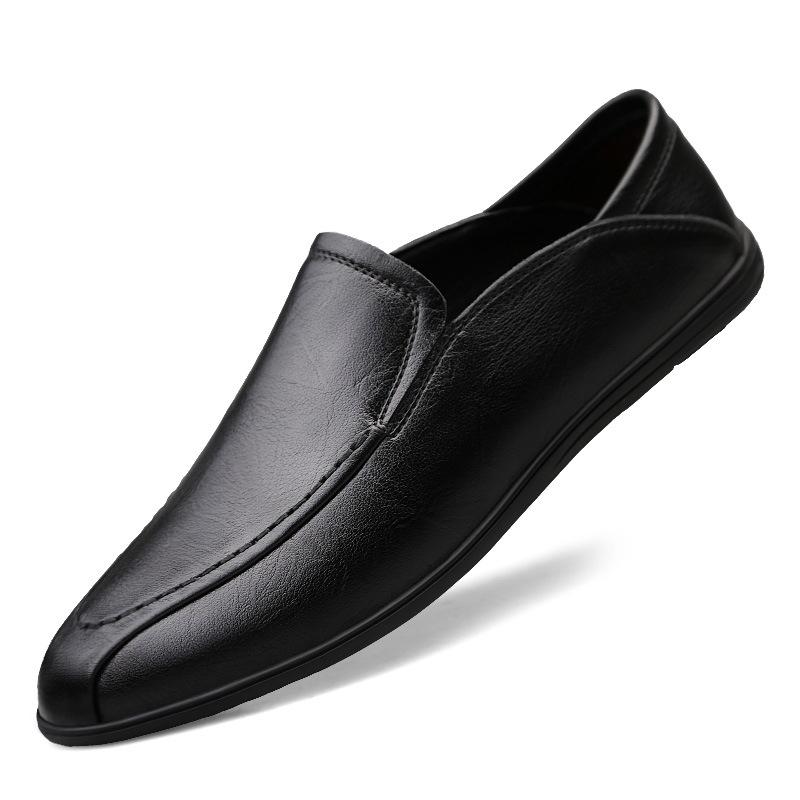 Herresko Høst Nye Herresko Ekte Skinn Business Casual Lærsko Myk Såle Brune Loafers