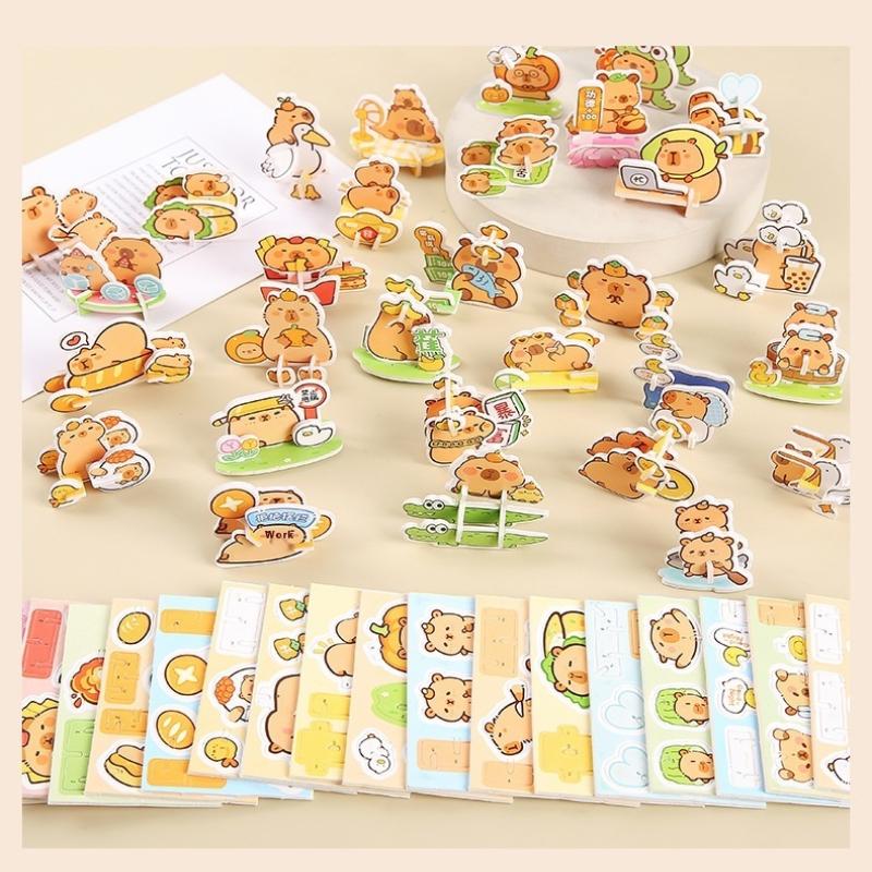 

30Pcs/Set Cartoon Animal Capybara Theme Paper Jigsaw Puzzle Toys Children S Paper 3D Capybara Shaped Favors For Birthday Party