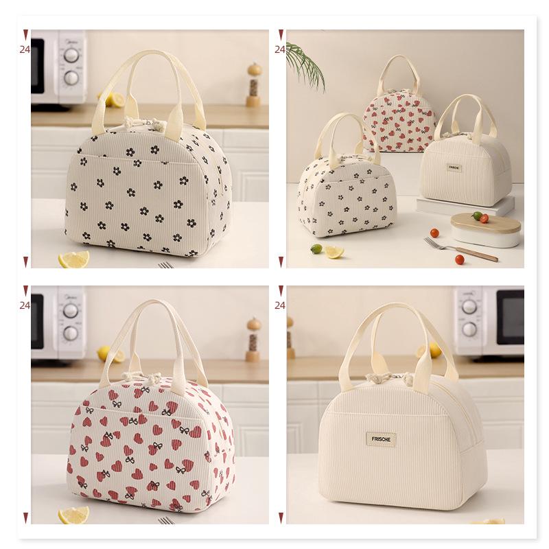 Kordfløyel Isolert Bento Lunsjveske - Ideell for Studenter og Kontorarbeidere