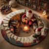 Tappeto Illusione Ottica Natale Tappeto Rotondo 3D, Area Babbo Natale 39 Tappetino per Riunioni Festive Polsterato-Come per Soggiorno Camera da Letto Decorazione Casa