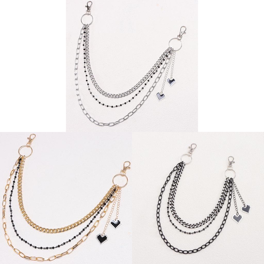 Hip Hop Heart Pendant Metal Belt Chain For Men And Women Casual Fashion Accessory