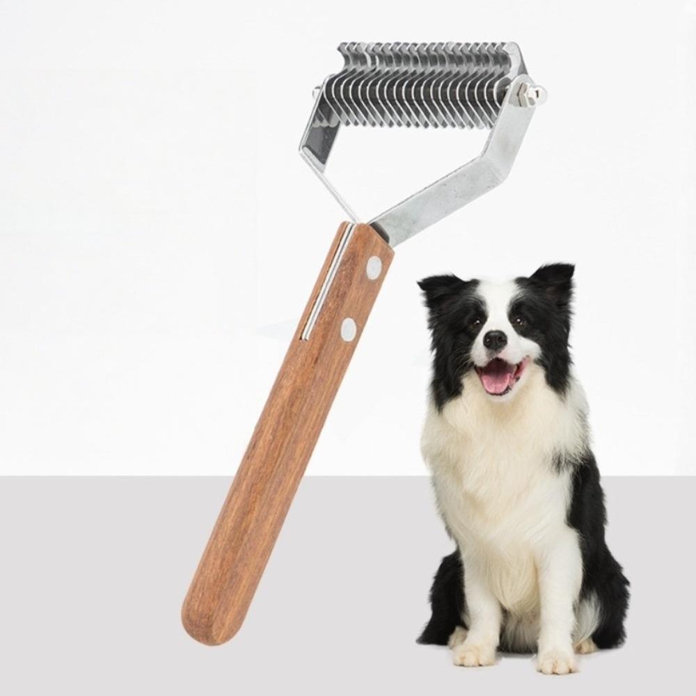 New Wooden Handle Dog Hair Comb Knot Cutter Stainless Steel Pet Fur Trimmer Multi-size Pet Grooming Brush Pet Supplies