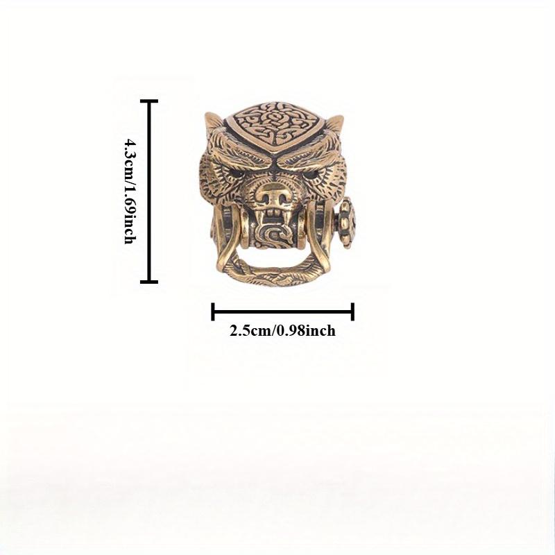 1pc Pure Brass Domineering Leopard Car Keychain Creative Retro Chinese Style Male Tide Motorbike Key Chain Charm Car Ornament