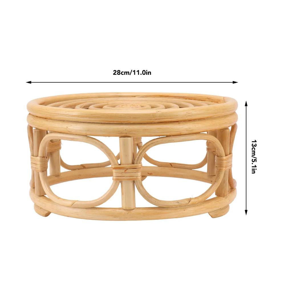 Nordic Natural Rattan Indoor Plant Stand Round Shape Plant Flower Rack Handmade Rattan Planter Stand For Home Garden Yard