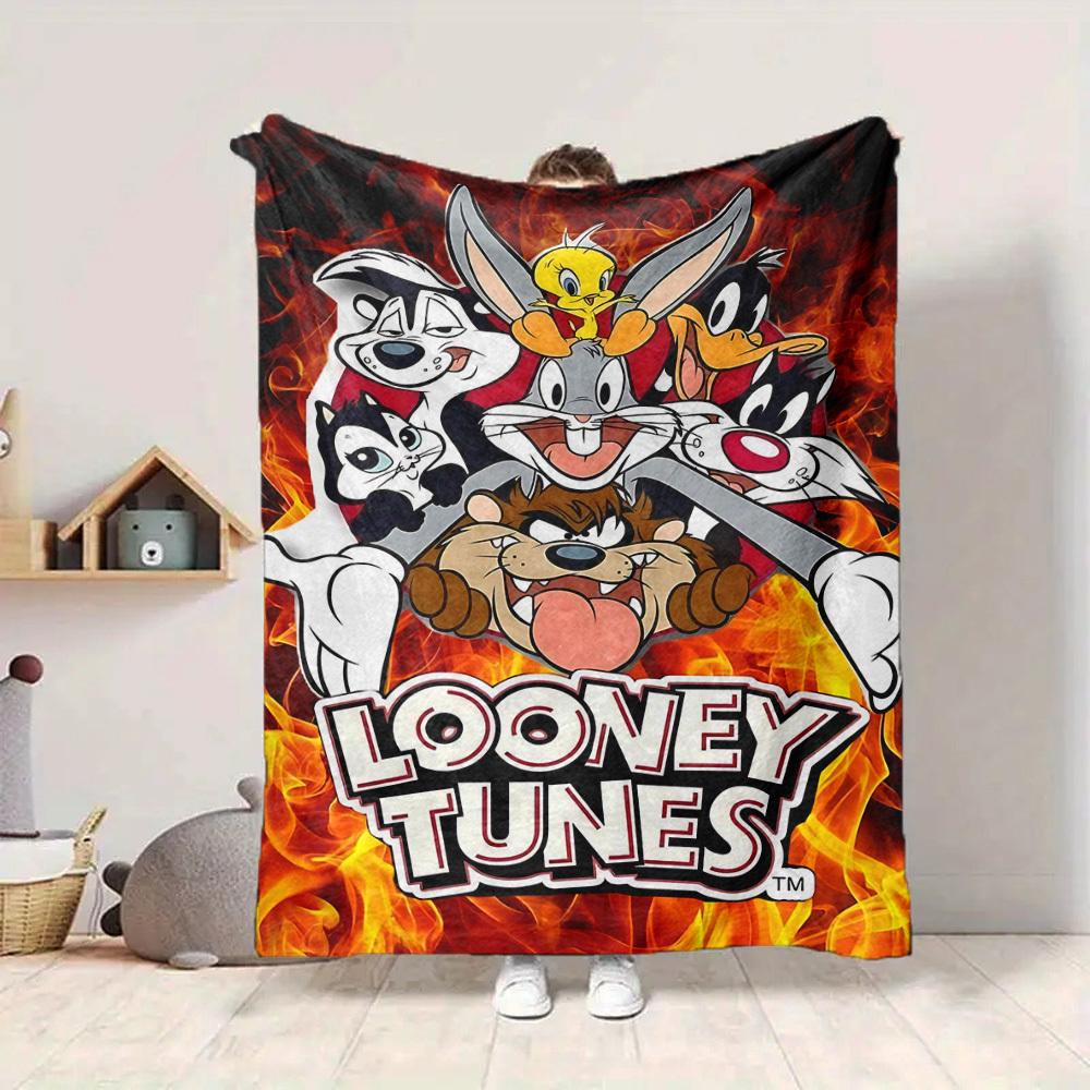 1pc Looney Tunes Characters Flannel Throw Blanket - Lightweight Soft Warm All-Season Blanket for Sofa, Bed, Travel, Camping  L1029175