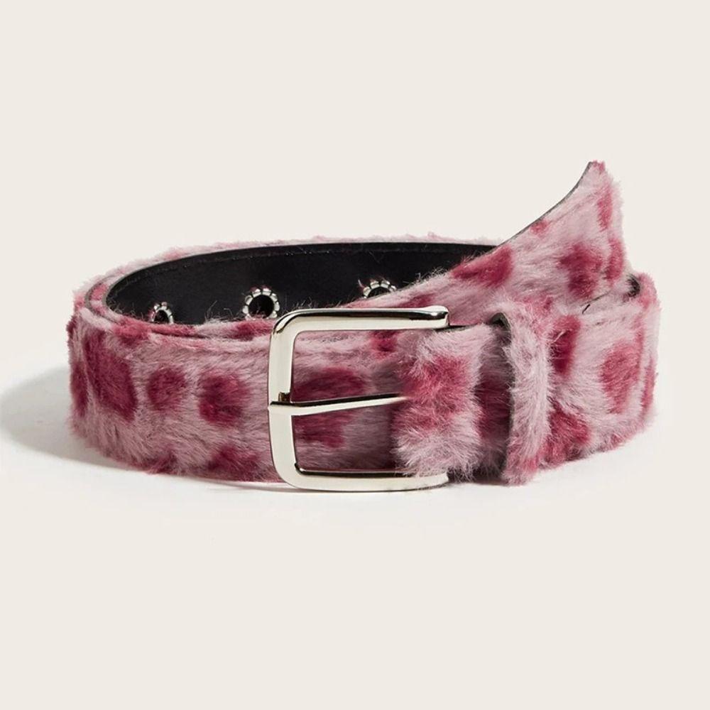 Harajuku Leopard Print Belt Korean Style Jeans Waistband Trouser Decoration  Fluffy Waist Belt