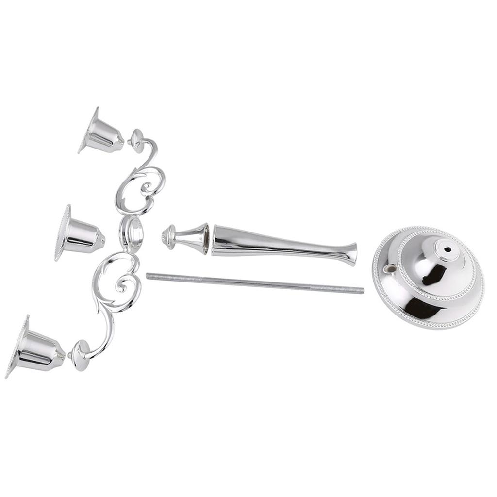 3 Arms Metal Candle Holder European Style Candelabra Wedding Candlestick Home Decor (Silver)