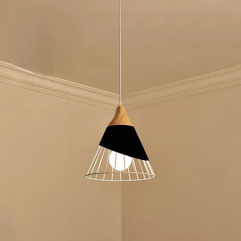 Multicolor Café Restaurant Wood Chandelier Iron Art Hanging Lights Pendant Lamp E27 Ceiling Nordic Modern Home Decor Appliance