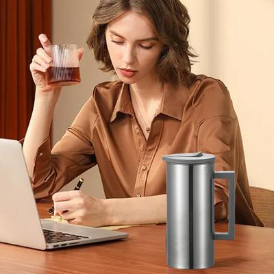 Coffee Pitcher Leak-Proof Stainless Steel Water Dispenser Container With Lid Non-Slip Handle Drinking Storage Container for Hot
