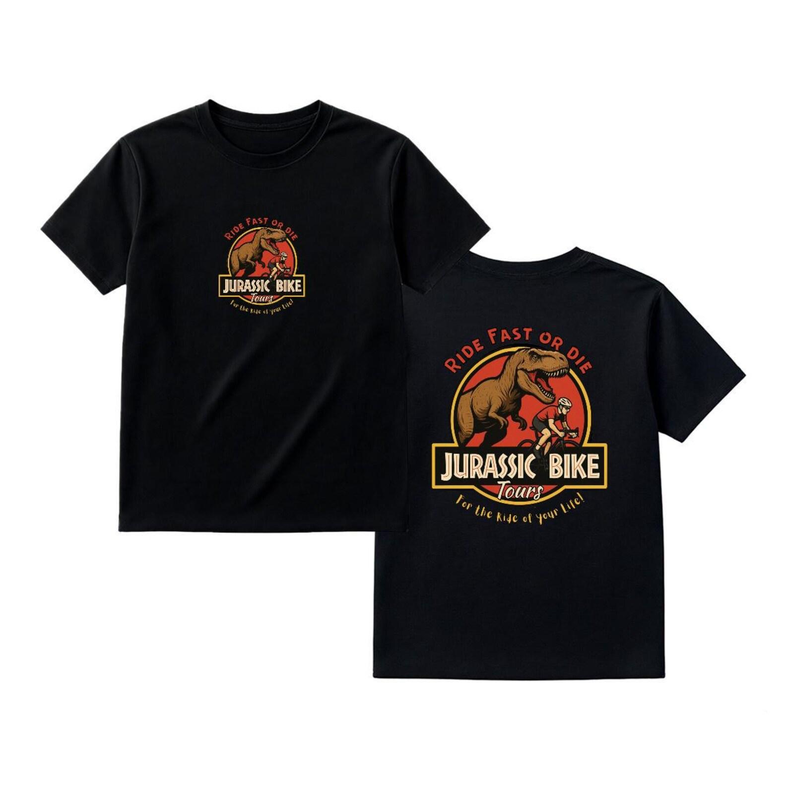 Jurassic Bike Tours T-Shirt – Dinosaur Mountain Biking Graphic Tee 4XL