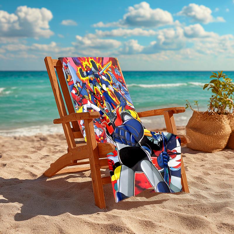 1pc UFO Robot Grendizer10 Beach Towel, Comfortable and Thick, and Swimming/Bath/Picnic/Camping Towel, Suitable for Seaside Beaches