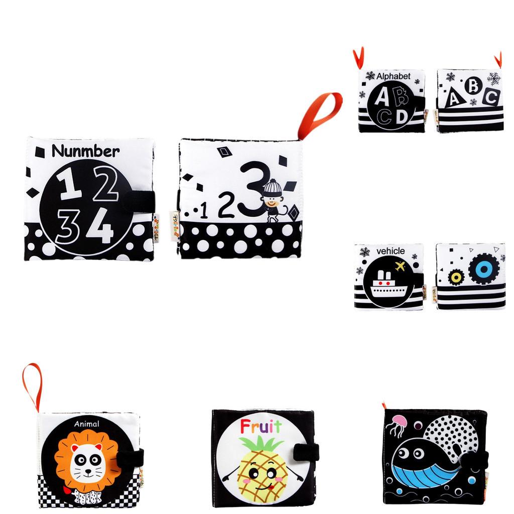 New Baby Cloth Book Black And White Number Cognitive Sound Paper Children's Early Education Book Tear-resistant Cloth Book Infant Toddler Toy