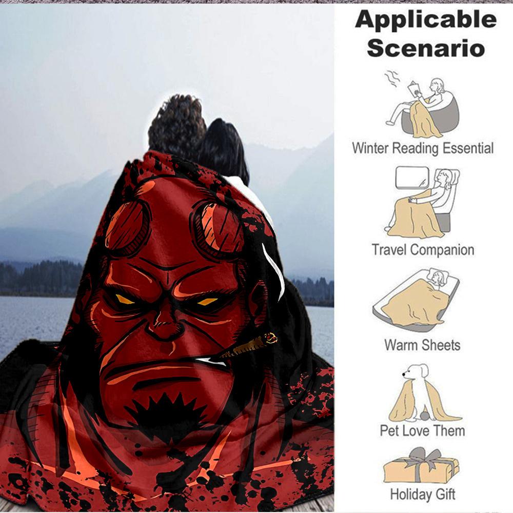 1pc Demon Blanket, Lightweight Flannel Throw Blanket For Sofa, Bed, Travel, Camping, Living Room, Office, Couch, Chair, And Bed