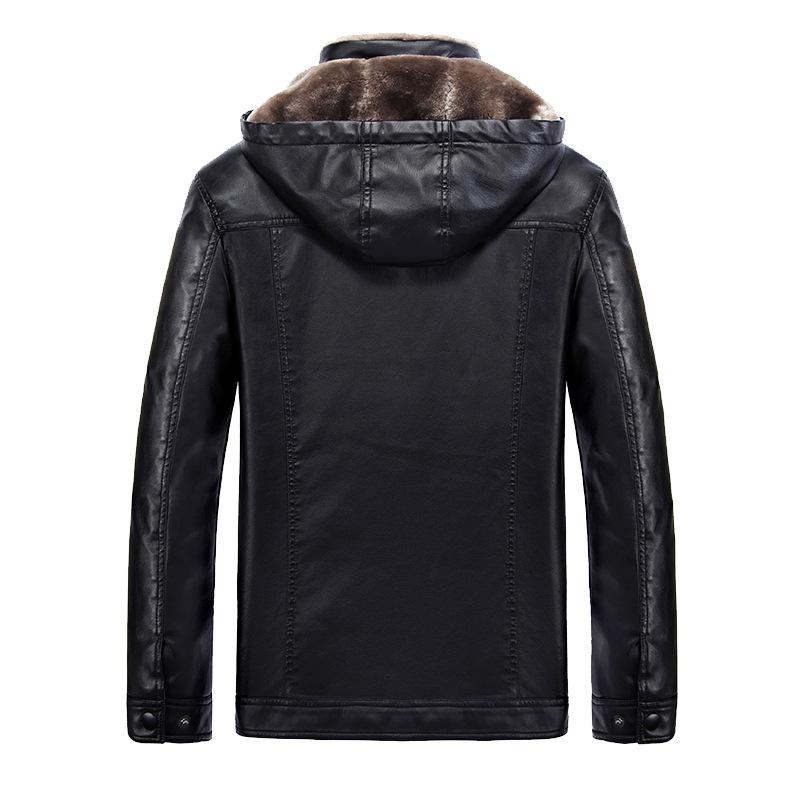 Zimowa męska kurtka skórzana Kurtka skórzana Haining Młodzieżowa ocieplana modna kurtka męska