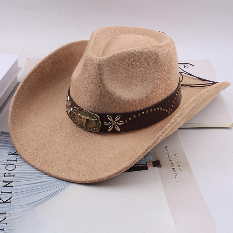 Western Cowboy Style Tibetan Fashion Top Hat Autumn/Winter New Collection Deer Skin Velvet Large Edge Riding Hat