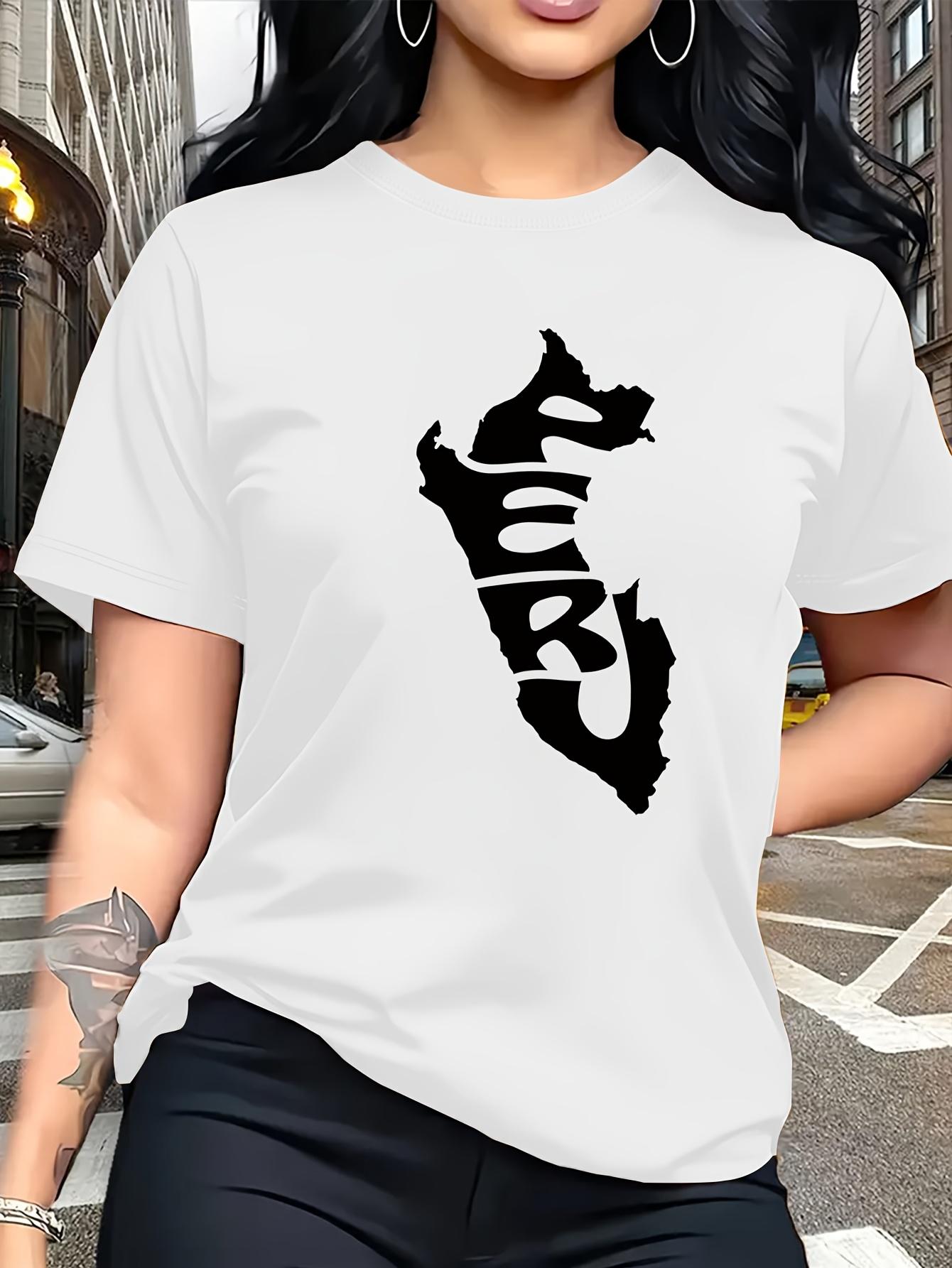 

A Short-Sleeve T-Shirt Featuring A Black and White Minimalist Outline of Peru with The Word PERU in The Design, S белый