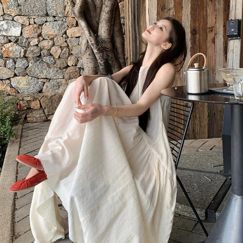 Petite Women's French-Style White Sleeveless Fairy Dress - Summer 2025 Collection