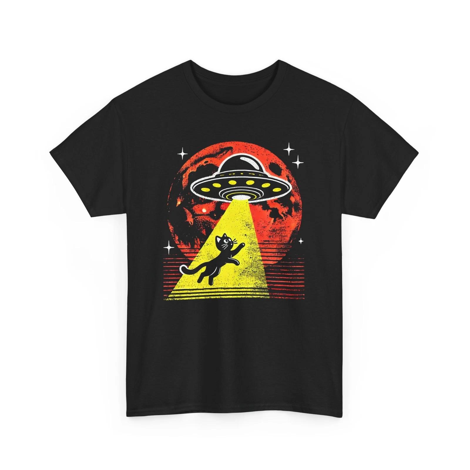 Cat & Ufo Alien T-Shirt | | Alien Abduction Shirt | Cat Shirt | UFO Tee XL