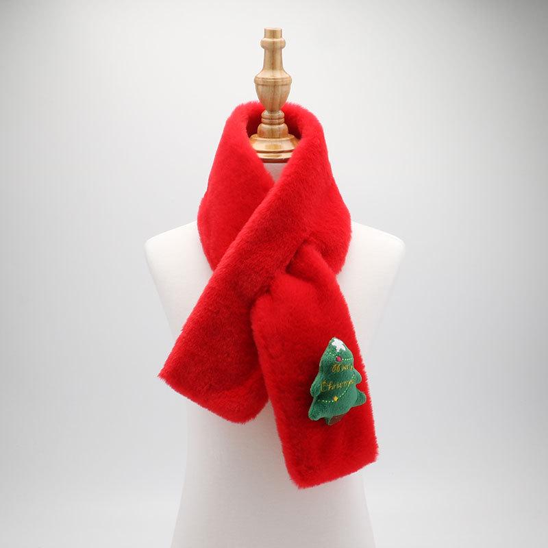 

Children s Christmas Tree Plush Scarf - Cartoon Winter Neck Warmer for Boys & Girls 75-10cm