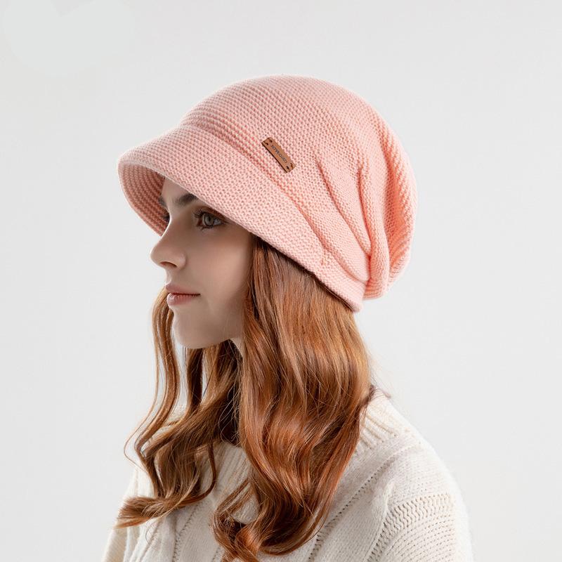 Women Winter Plush Pile Outdoor Warmth Cover Wide Brim Show Face Small Ear Protection Moon Hat