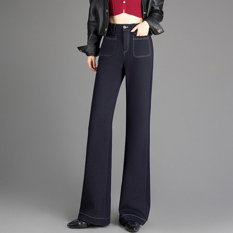

2026 Spring Women s Stylish High Waist Slimming Denim Micro-Flare Pants - Korean Temperament, Versatile, Bodycon Fit. XL чорний