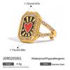 18K Gold Plated Heart Geometric Open Ring Moon Square Tower Ring Stainless Steel Ring  Friend