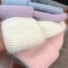 Chapeau d'hiver coréen en poils de lapin pour femme, pull-over, à la mode, tricoté, assorti avec tout, chaud