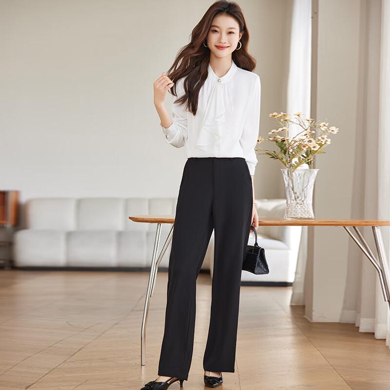 Elegante Damenbluse mit langen Ärmeln und Band