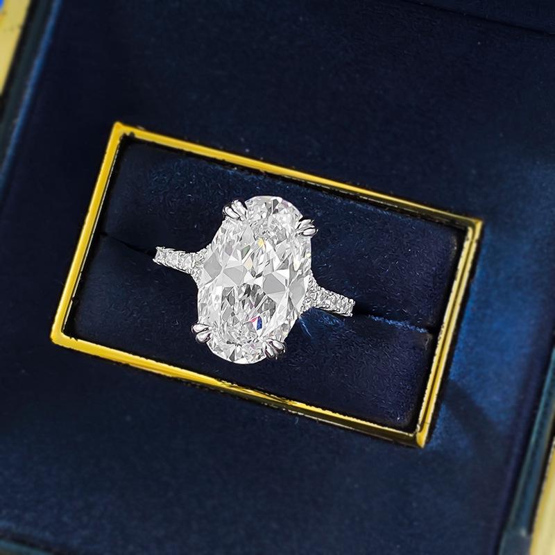 Zhuo Zhi Fan Women's S925 Sterling Silver Oval Zircon Ring 