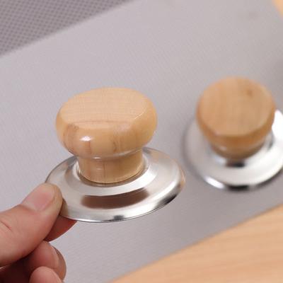 Solid Wood Pot Lid with Top Bead and Twist Handle, Kitchen Accessory with Magnetic Stainless Steel Pot Lid Handle