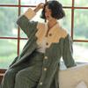 Checkered Jacquard Unisex Long Nightgown Cardigan Bathrobe - Cozy Cotton Velvet for Autumn/Winter