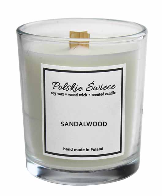 soy candle with a wooden wick + SANDALWOOD