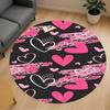 1pc Hearts Love Round Chair Mat Office Area Rug - Non-Slip, Floor Mat for Office, Bedroom, and Indoor Decor P127130