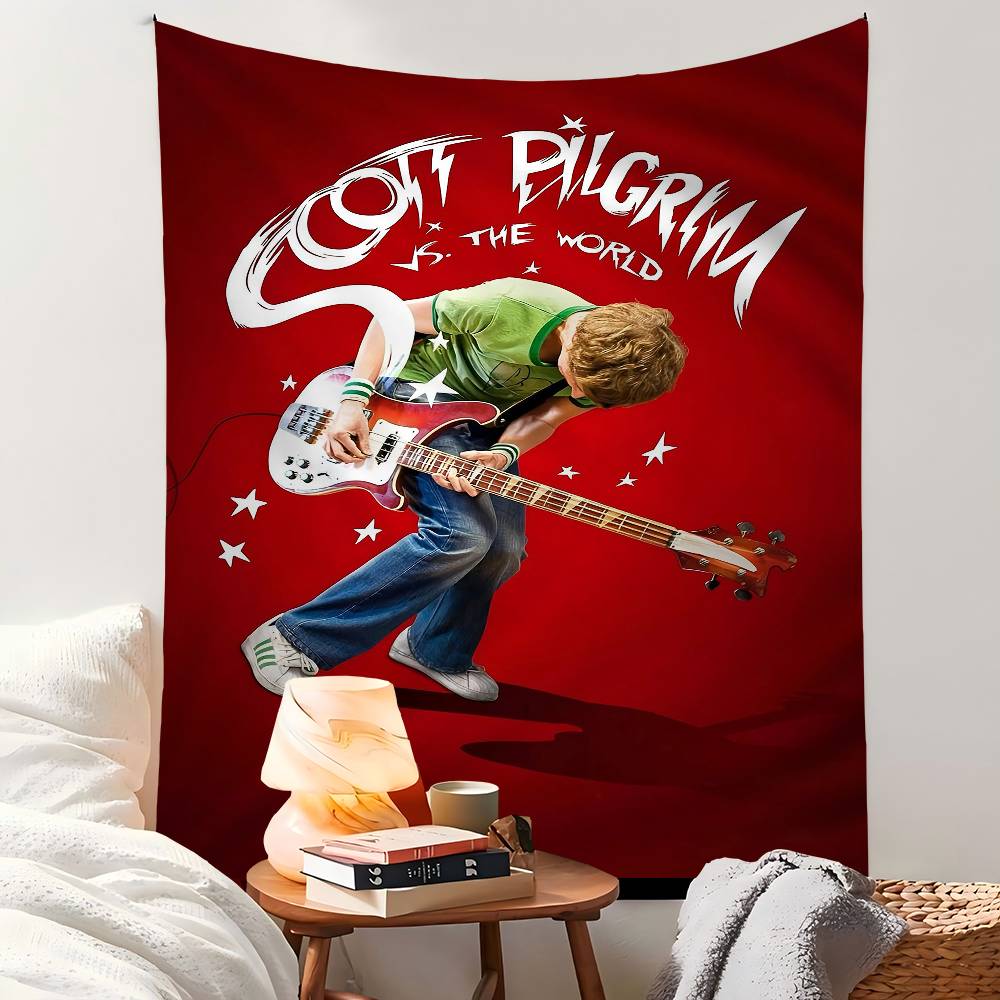 Vintage Film Scott Pilgrim VS The World Buntes Wandbehang Wandbehang Tarot Hippie Wandteppiche Schlafsaal Wandkunst Dekor