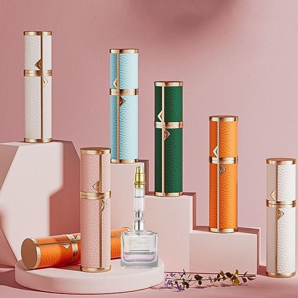 Luxury 5ml Real Leather Spray Bottle Aluminum Perfume Atomizer Refillable Bottle