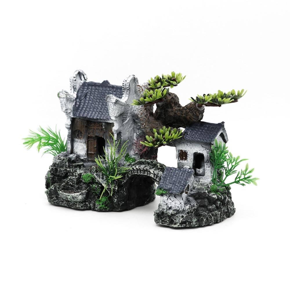 Resin Decoration Landscaping Creative Small House Model Fish Tank Ornaments  Desktop