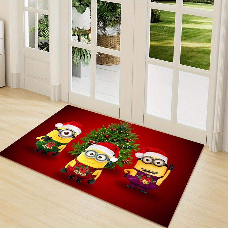 1Pc Christmas Minions Snowscape Carpet Rug Soft Washable Antislip Home Living Room Sofa Mats Personalized Christmas Rug