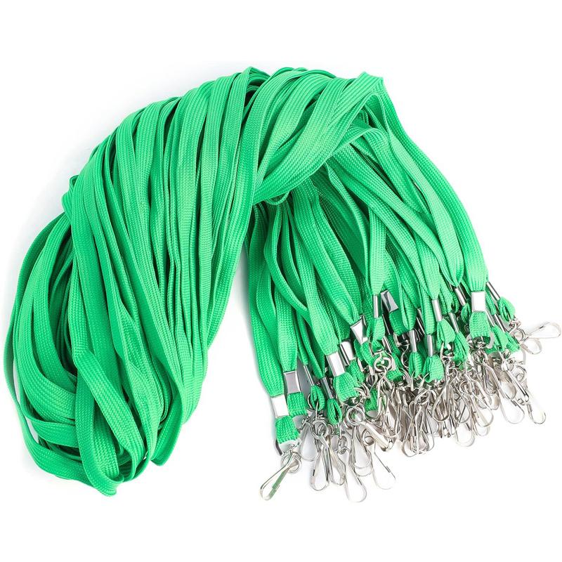 100 Pcs/lot Nylon Safety Lanyards Neck Rope For Card Holder Badge Keychain ID Card  of Black Blue Red Green Landyard